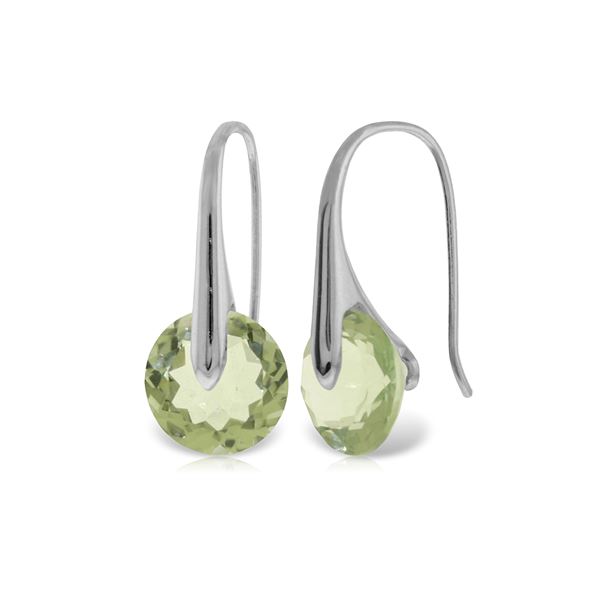 Genuine 11.50 ctw Green Amethyst Earrings 14KT White Gold - REF-74X6M