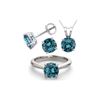 14K White Gold SET 3.0CTW Blue Diamond Ring, Earrings, Necklace - REF-569X8F