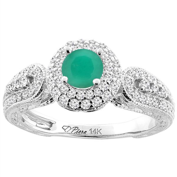 1.01 CTW Emerald & Diamond Ring 14K White Gold - REF-89K9W