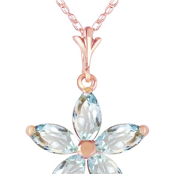 Genuine 1.40 ctw Aquamarine Necklace 14KT Rose Gold - REF-30V3W