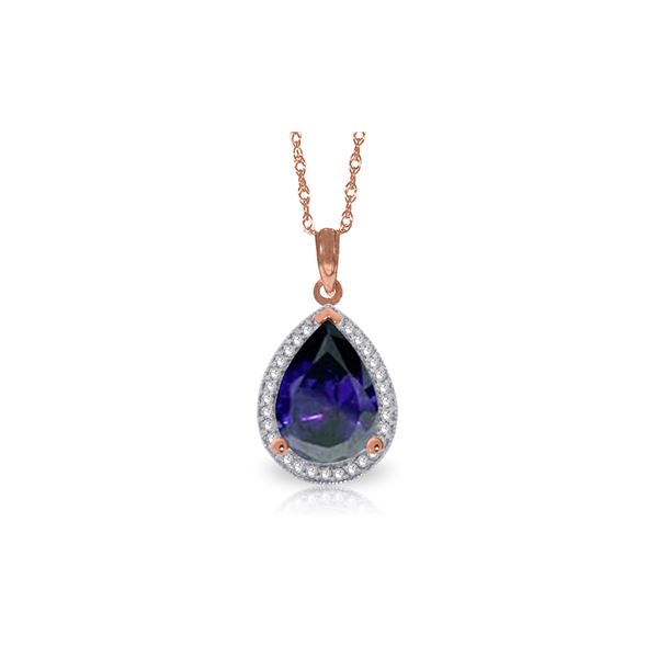 Genuine 5.26 ctw Sapphire & Diamond Necklace 14KT Rose Gold - REF-96T6A