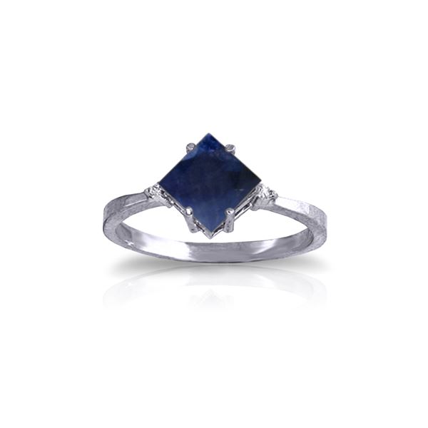 Genuine 1.46 ctw Sapphire & Diamond Ring 14KT White Gold - REF-32P9H