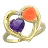 Image 1 : 1.31 CTW Amethyst & Diamond Ring 10K Yellow Gold - REF-23M5K