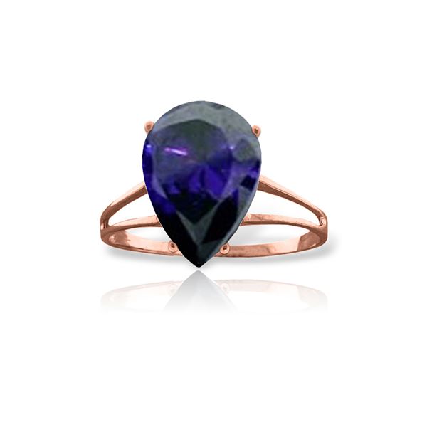 Genuine 4.65 ctw Sapphire Ring 14KT Rose Gold - REF-52M4T