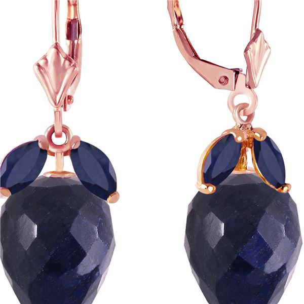 Genuine 26.8 ctw Sapphire Earrings 14KT Rose Gold - REF-59A9K