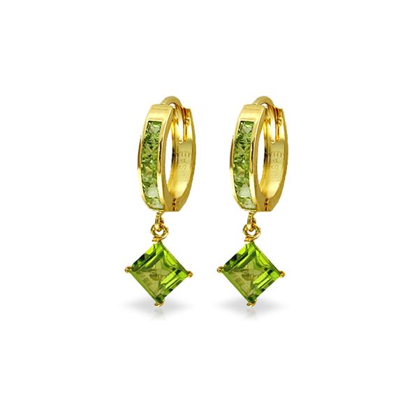 Genuine 4 ctw Peridot Earrings 14KT Yellow Gold - REF-53R2P