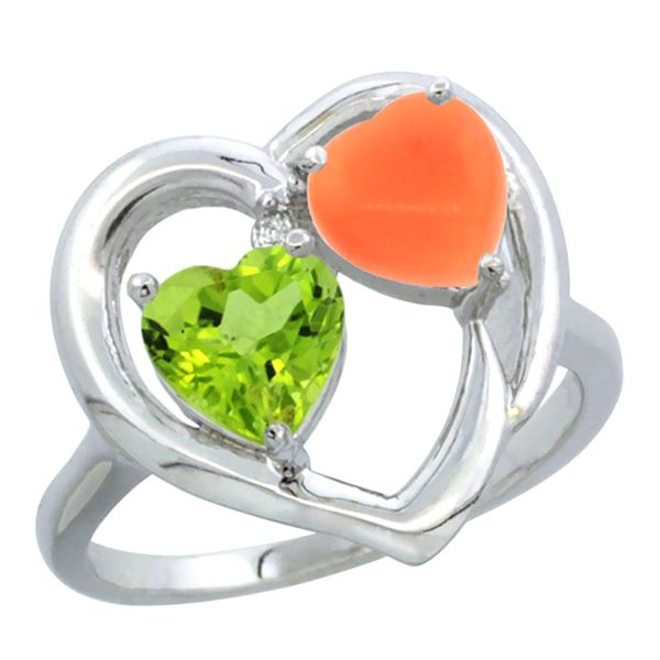 1.31 CTW Peridot & Diamond Ring 10K White Gold - REF-23R5H