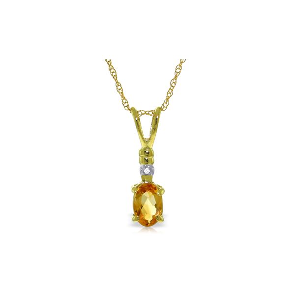 Genuine 0.46 ctw Citrine & Diamond Necklace 14KT Yellow Gold - REF-21H6X