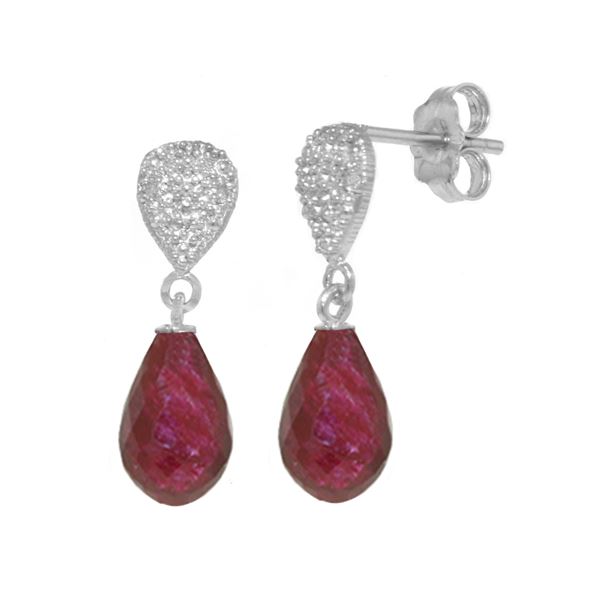 Genuine 6.63 ctw Ruby & Diamond Earrings 14KT White Gold - REF-28A3K