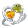 Image 1 : 2.61 CTW Diamond, Citrine & Lemon Quartz Ring 14K White Gold - REF-33R5H