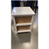 Image 8 : 2 WHITE ENDTABLES - ONE WITH WICKER DRAWERSA