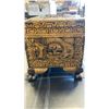 Image 8 : CARVED WOOD FOOTED TRUNK - 28 X 13 X 15 INCHES TALL