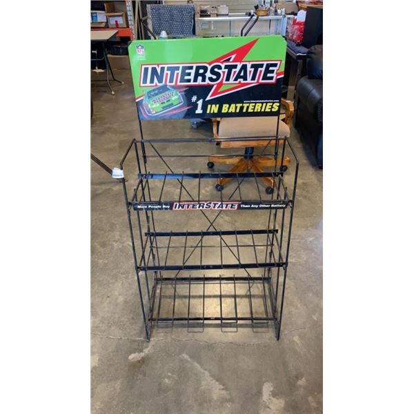 WIRE METAL RETAIL DISPLAY RACK WITH INTERSTATE BATTERIES ADVERTISEMENT ...