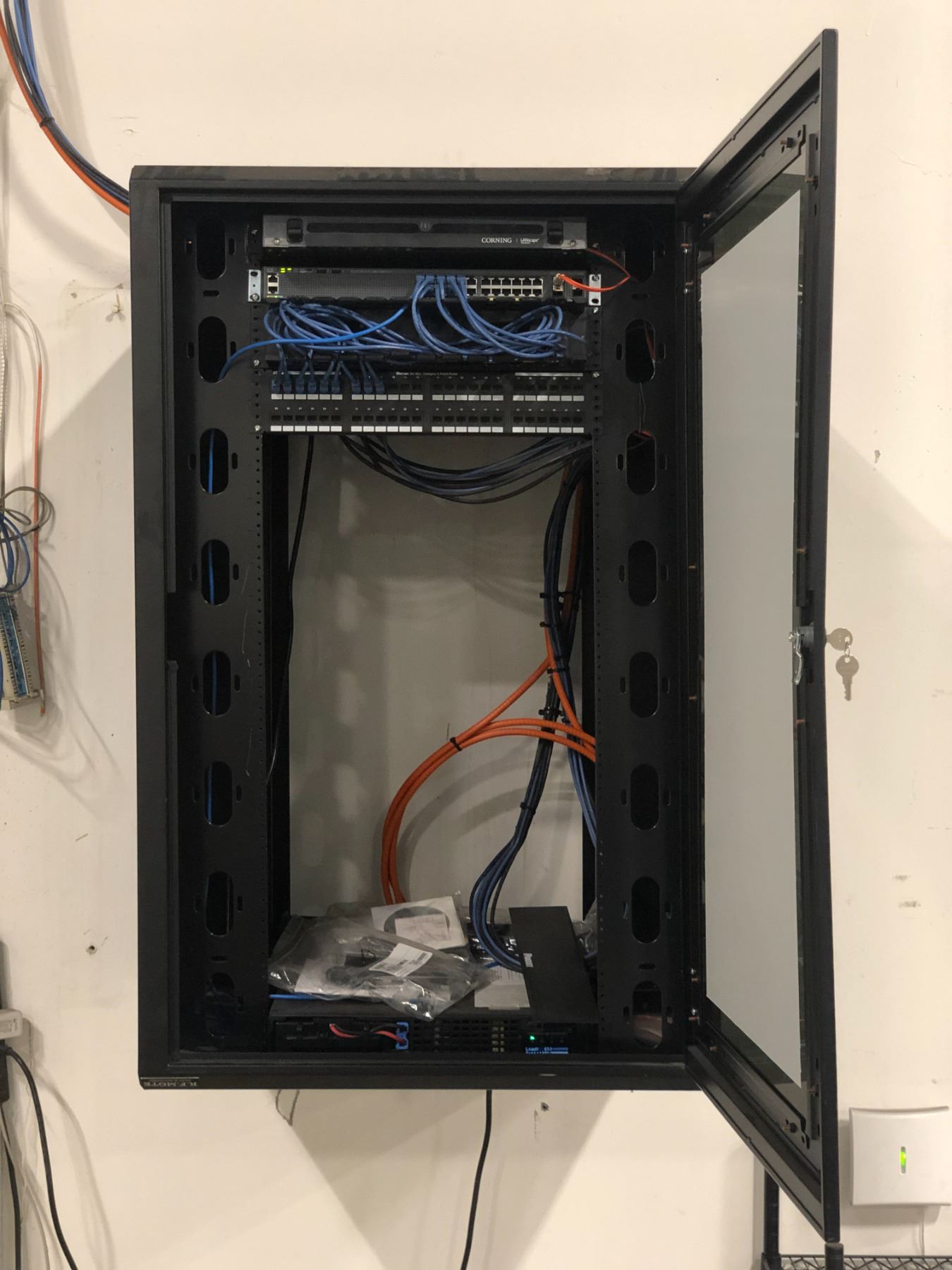 Server consoles box w/ Netkey Category 6 Patch Panel/ misc. server ...