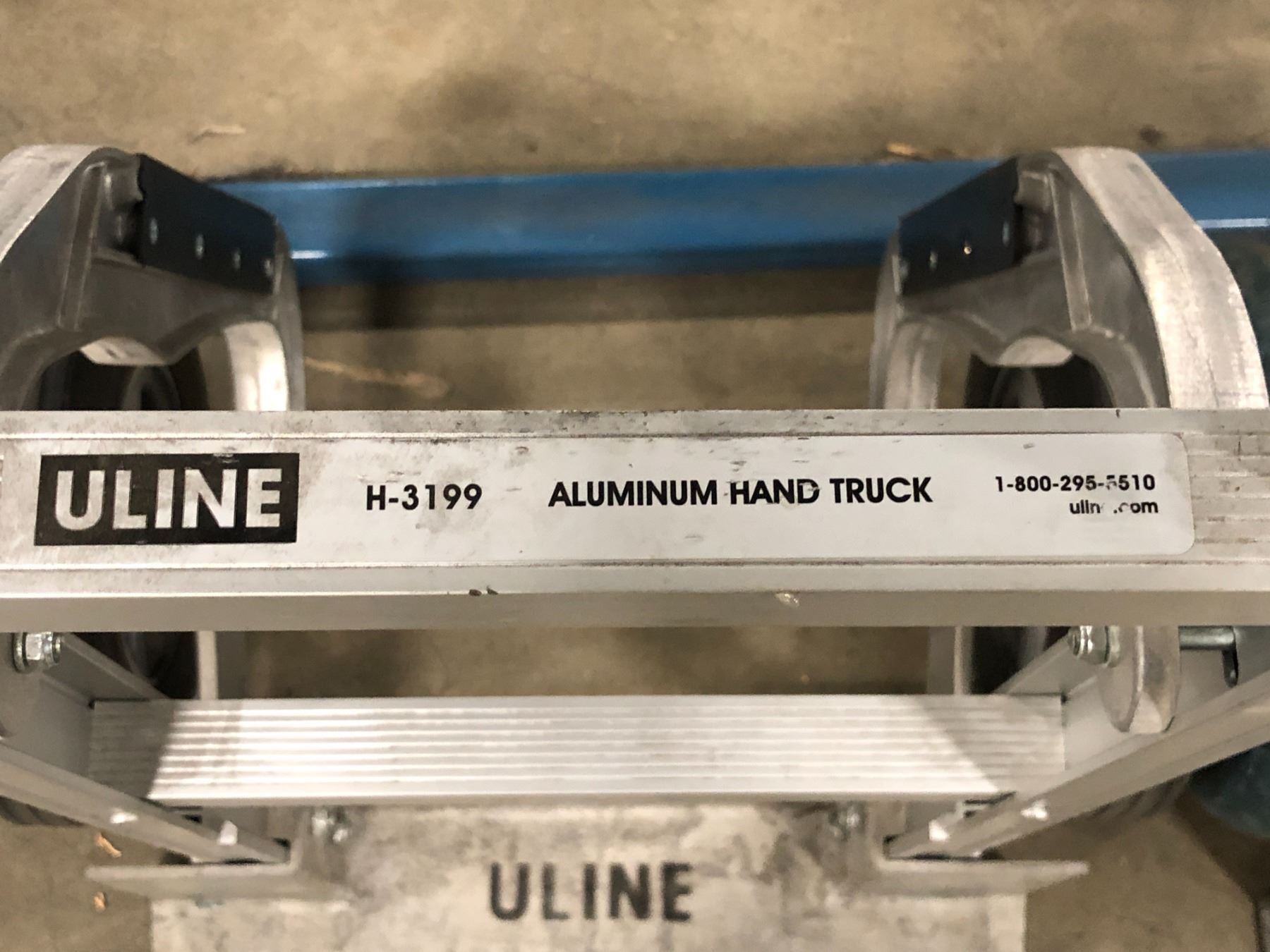 Group of 2 ULINE aluminum industrial hand truck 2 wheel dollies