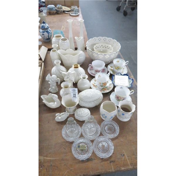 Lenox Bowls, Bud Vases & Painted Cups/Saucers