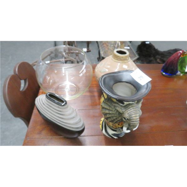 Lot of Vases & Glass Bowl