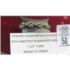 Image 1 : Sterling Silver Antique Bracelet w/Amethyst & Marcasite Gems