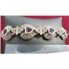 Image 2 : Sterling Silver Antique Bracelet w/Amethyst & Marcasite Gems