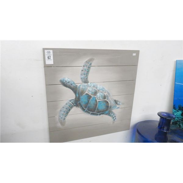 Wood Textured Turtle Wall Art - 24" x 24"