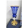 Image 1 : Gold Trim Blue Artglass Vase