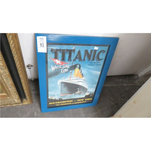 Framed Print "The Works Largest Liner" Titanic - 21" x 11"