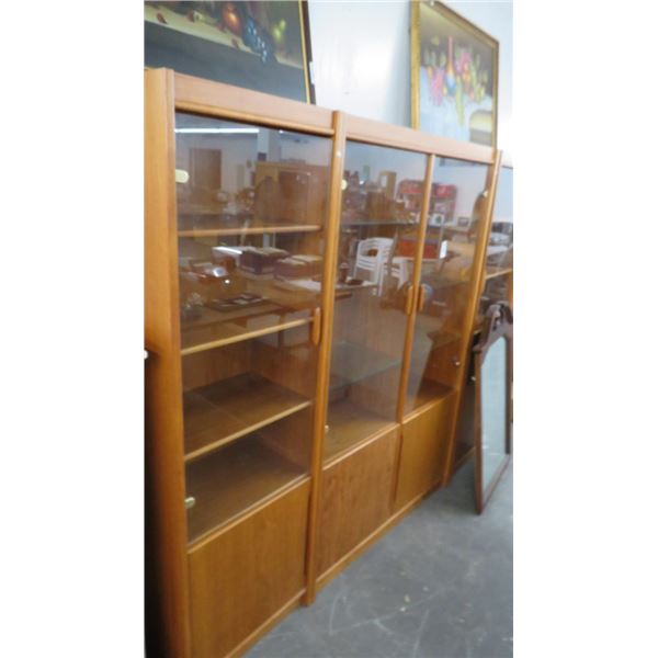 Teak 3 Pc. Glass Door Cabinet Set