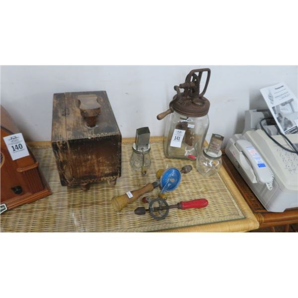 Shoe Shine Box, Vintage Mixer & Hand Drills