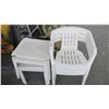 Image 1 : Plastic Patio Chairs (3) & Side Tables (2)