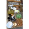 Image 1 : Pink Depression, Green & Black Glassware w/Ice Bucket