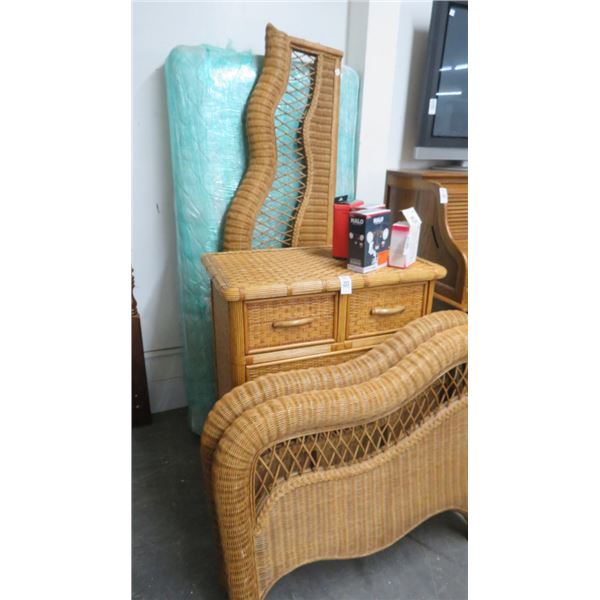 Rattan Twin Daybed w/Highboy Dresser