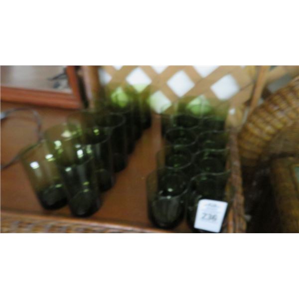 Lot of Green Water Glasses (24)