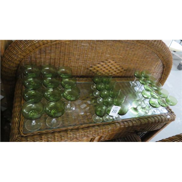 Lot of Green Stemware (34)