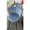 Image 1 : 2-Blue Fabric Brass Accent Stools - 2 X $