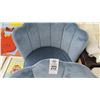 Image 2 : 2-Blue Fabric Brass Accent Stools - 2 X $
