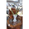 Image 1 : Etched Glass Vase w/Silk Flowers