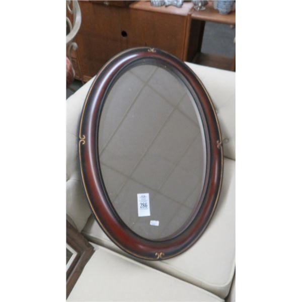 Mahogany Oval Wall Mirror - No Shipping