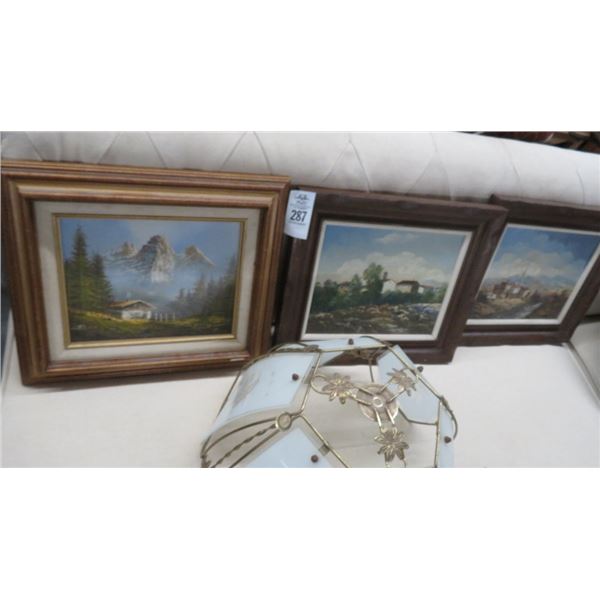 Lot of Framed Mountain Scene Oil On Canvas