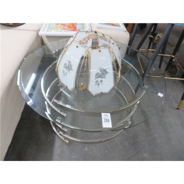 Glass Top Table & Glass Panel Lamp Shade