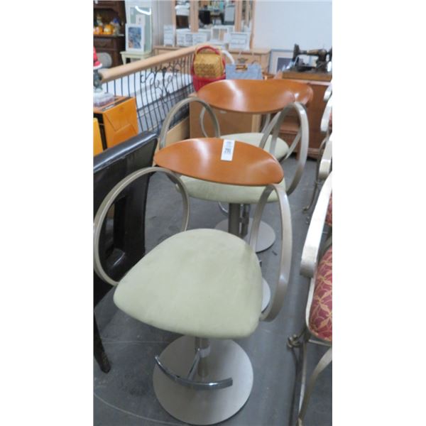 3-Metal Mid Century Swivel Bar Stools - 3 X $