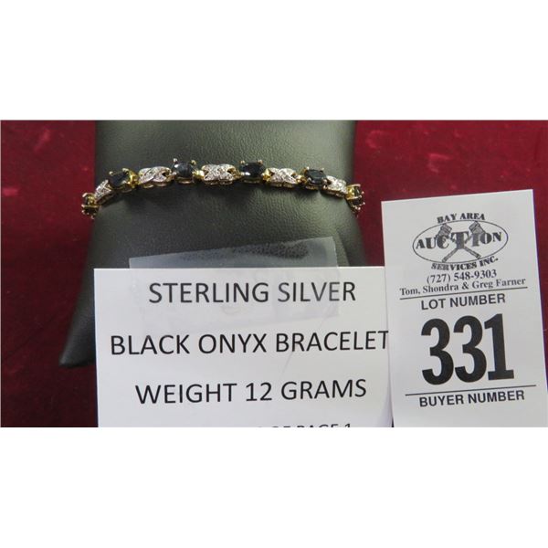 Sterling Silver Black Onyx Bracelet 12g