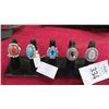 Image 1 : 5-Silver Ring w/Turquoise, Quartz or Topaz Stone - 5 X $