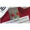 Image 2 : 14K YG Jade & Carnelian Bead Earrings