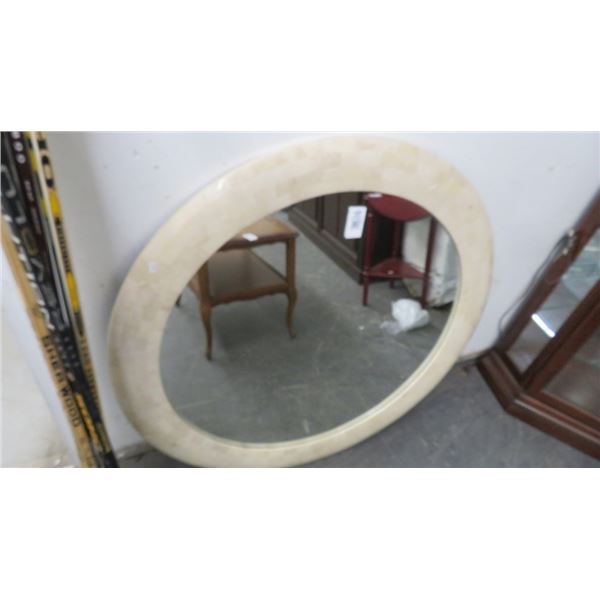 Faux Marble Trim Round Mirror - No Shipping