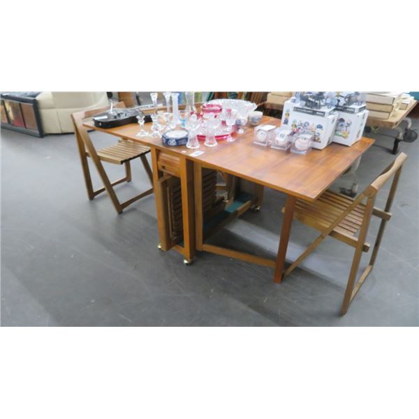 Teak Dining Table w/4 Folding Chairs