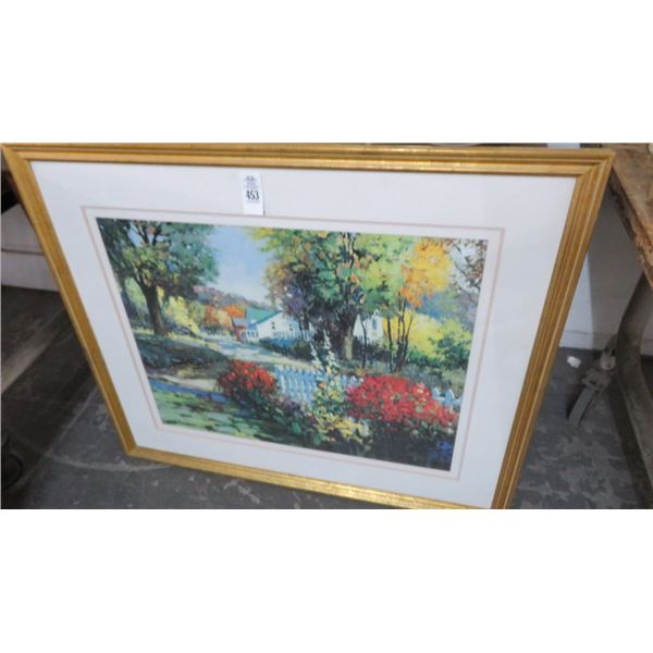 Framed Country House Flower Scene - 41" x 35"