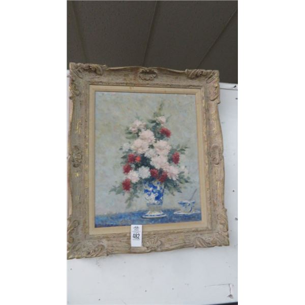 Framed Oil On Canvas Still Life Floral - 22" x 26"