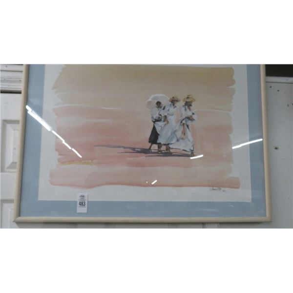 Framed Ladies Walking Print Signed Durate - 40" x 30"