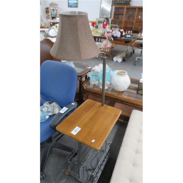 Wood Table Lamp w/Magazine Rack