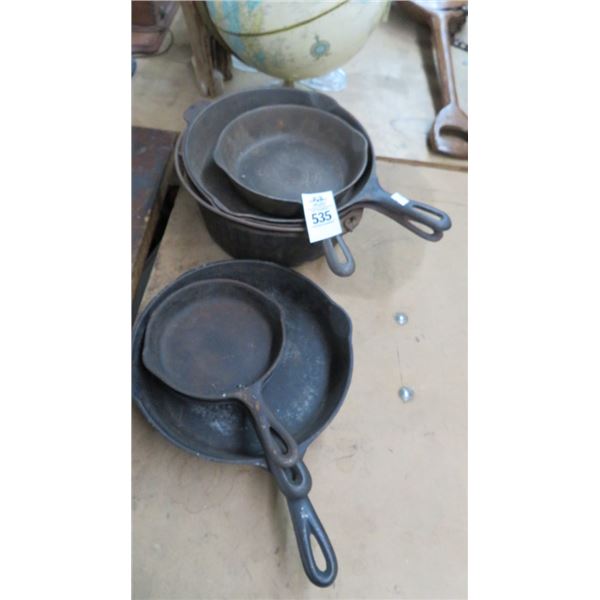 Cast Iron Fry Pans & Stock Pot (6)